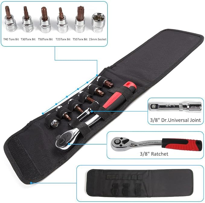 JeCar Socket Wrench Kit Hardtop and Door Removal Torx Set Compatible with Jeep Wrangler 1997-2023 TJ JK JL and Unlimited Sport Sahara Rubicon X