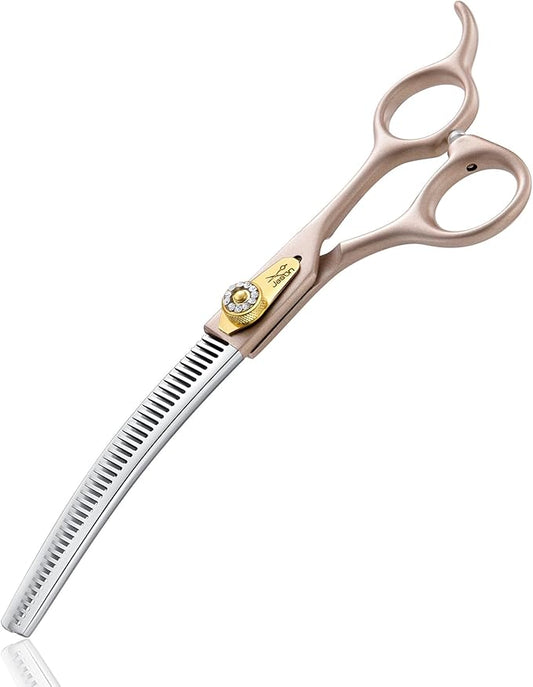 JASON Updated Curved Thinning Shears - 7??Professional Dog Grooming Scissors, 440C Stainless Steel, Adjustable Screws, 20%-25% Thinning Rate Christmas Gift