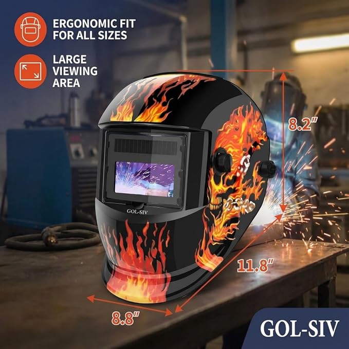 Welding Helmet Auto Darkening - True Color Wide View Welding Shield - 0.1ms Response Time- Optical grade 1/1/1/1 - Adjustable Wide Shade for SMAW, MIG, TIG, GTAW-Lightweight for extended wear