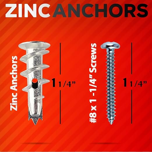 50Pcs Metal Self Drilling Drywall Anchors and Screws kit #8 x 1-1/4?? Superb Wall Anchors for Drywall, Holds Upto 50lbs ??No Drill Hole Required with These Dry Wall Screws and Anchors