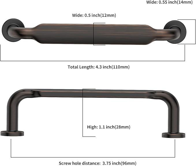 Asidrama 20 Pack 3.75 Inch(96mm) Oil Rubbed Bronze Kitchen Cabinet Handles, Cabinet Pulls Kitchen Cabinet Hardware for Cupboard Drawer Pulls