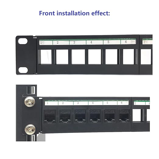 JINGCHENGMEI 2 Pack of 1U Patch Panel 24-Port Blank Keystone, 1U 19" Rackmount Housing for Keystone Jacks (2)