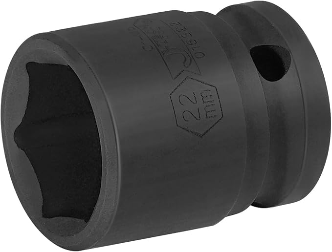 Jetech 1/2 Inch Drive 22mm Standard Impact Socket, Chrome Molybdenum Alloy Steel, 6-Point Design, Metric Socket for Automotive Maintaince
