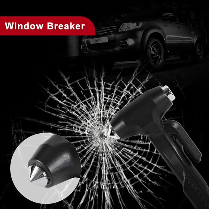 2-Pack Car Safety Hammer, 3-in-1 Auto Emergency Escape Hammer with Window Breaker and Seat Belt Cutter, Striking Black Emergency Escape Tool for Car Accidents