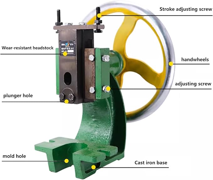 Precision Bench-top Cast Iron Arbor Press,Heavy-duty Handwheel Press With 1.2 Tons Of Pressure, For Stamping, Bending, Extruding, Riveting, Punching, Forming And Other Press-fitting Work(0.4ton)