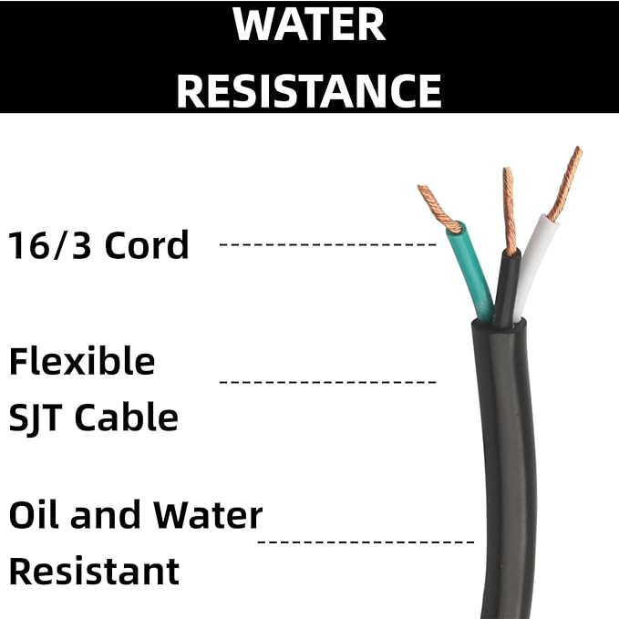Replacement Power Tool Cord (8' ft, 16/3) for Drills, Sanders, Vacuums, Miter Saws, Appliances, Chop Saws, Grinders, Motors and Power Tools