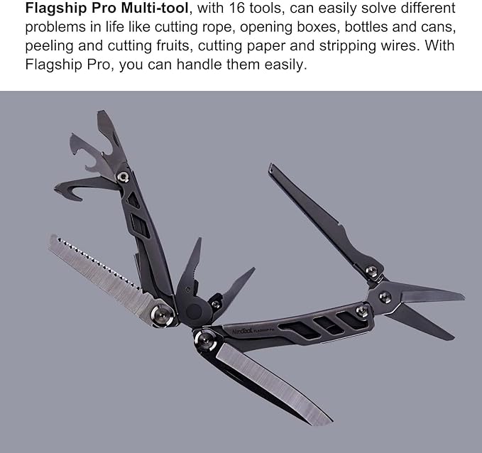 NEXTORCH MT10 16-in-1 Multi-Tool, Stainless Steel Multitool Pliers with 50Cr15MoV Pocket Knife, Huge Scissors, EDC Multitool Utility Tool for Camping Outdoor Activities
