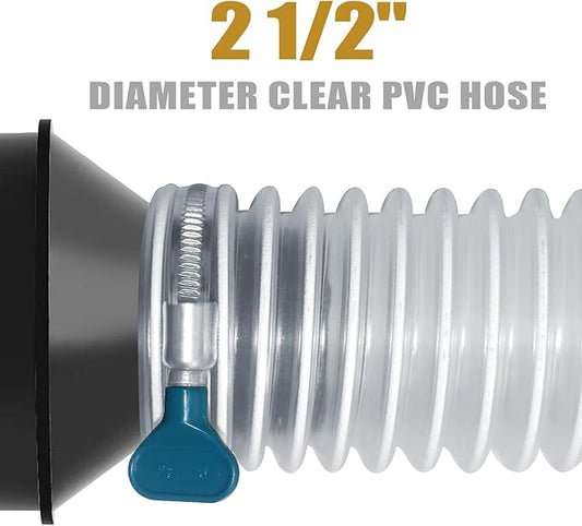 2 1/2" x 5' Dust Collection Hose, Puncture Resistant PVC Dust Collection Hose with Carbon Steel Wire Coil - Flexible Clear PVC for Dust Collectors