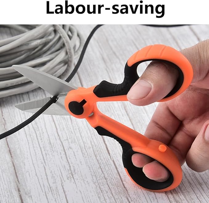 tooloflife Portable Stainless Steel Scissors Anti-Slip Serrated Edge Scissors Saltwater Freshwater Braid Scissors with Plastic Belt Case Sheath Kit for Fishing Outdoor and DIY (Orange Scissor)