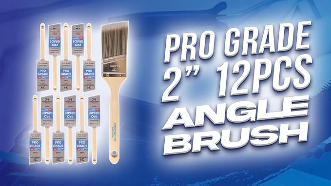 Pro Grade - Paint Brushes - 12Ea 2" Angle Brushes