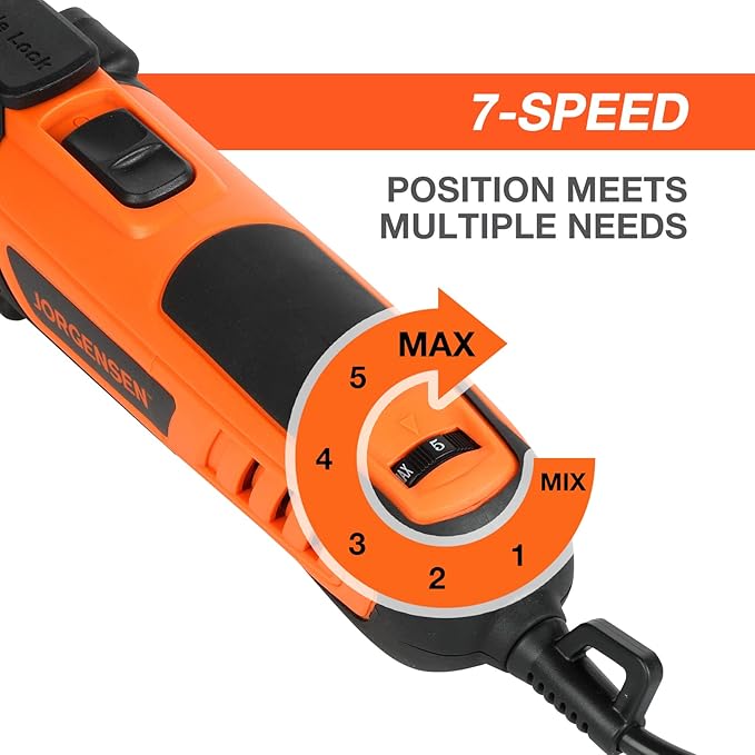 JORGENSEN Oscillating Tool 5째Oscillation Angle, 4 Amp Oscillating Multi Tools Saw, 7 Variable Speed with 16-piece Electric Multitool Blades & Carrying Bag - 70800