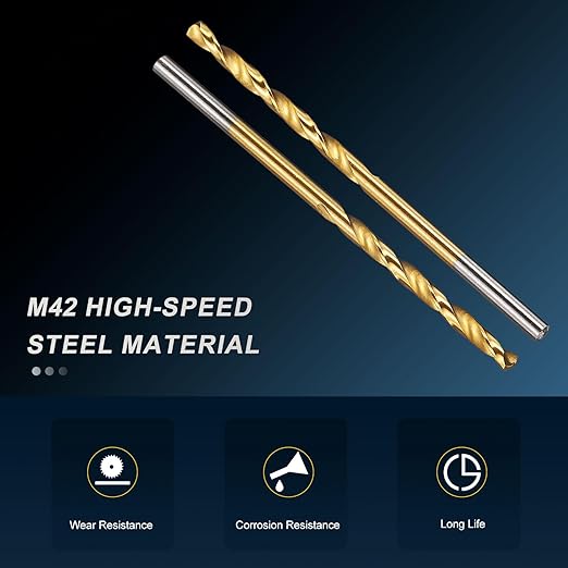 PATIKIL 2.1mm Drill Bit, M42 8% Cobalt High-Speed Steel Jobber Straight Shank 135° Titanium Nitride (TiN) Coated for Hard Metal Stainless Steel - 3 Pack