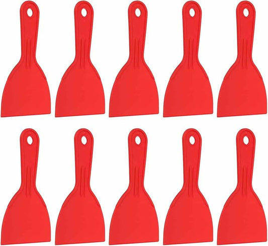 HARFINGTON 10pcs Putty Knife Scraper 4" Width Flexible Plastic Putty Knife Paint Scraper Tool for Taping Drywall Spreading Painting Wall Scratching Red