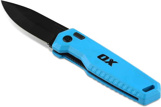 OX Pro Pocket Folding Knife with Stainless Steel Blade and Liner Lock EDC - Metal Body and Belt Clip for Jobsite Utility OX-P226301