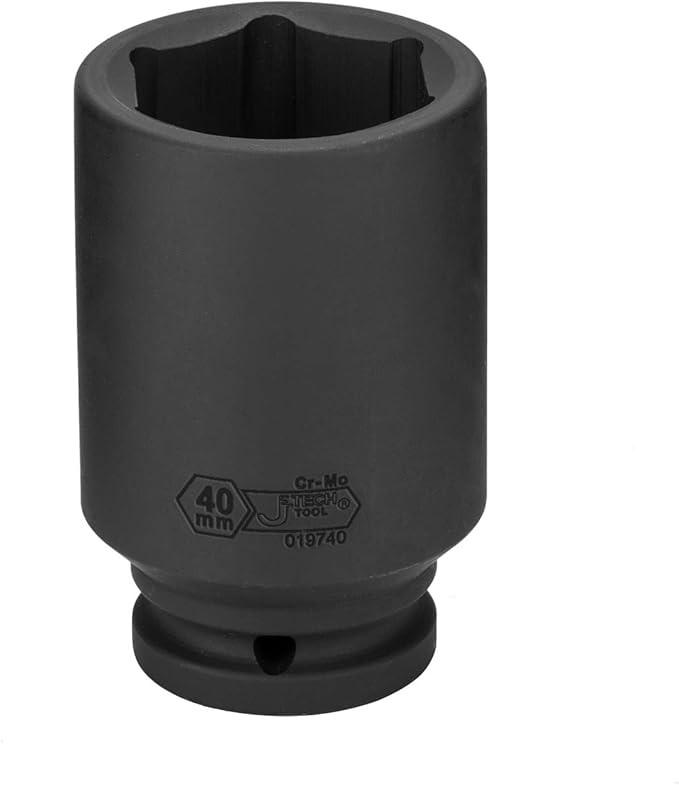 Jetech 3/4-Inch Drive 40mm Deep Impact Socket with 6-Point Design, Heat-Treated Chrome Molybdenum Alloy Steel, Metric