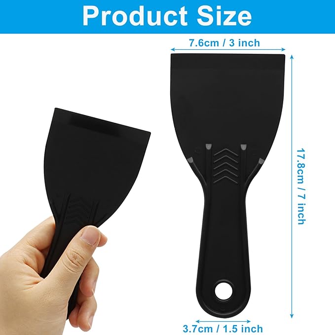 10 Pcs Plastic Putty Knife Scraper Set, 3 Inch Flexible Spackle Knife for Drywall Finishing, Plaster Scraping, Patching and Painting, Decals and Wallpaper Removal