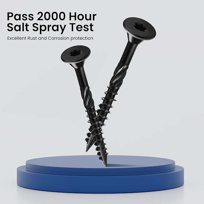 Deck Screws #14 x 2-1/2 inch, (44pcs) 1lb Heavy Duty Outdoor Wood Screws,Black Rust Resistant Epoxy Coated,Torx Drive Head,with T30 Star Bit