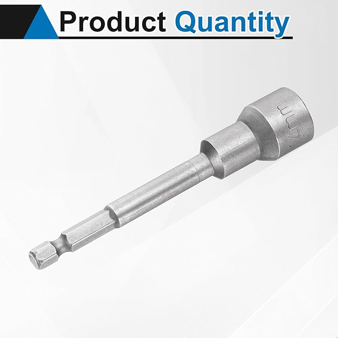HARFINGTON Nut Driver Drill Bit 14mm Metric Socket 1/4" Hex Shank 3.94" (100mm) Long Magnetic 6-Point Sockets Quick Change CR-V Steel Bolt Setters for Power Drill Drivers