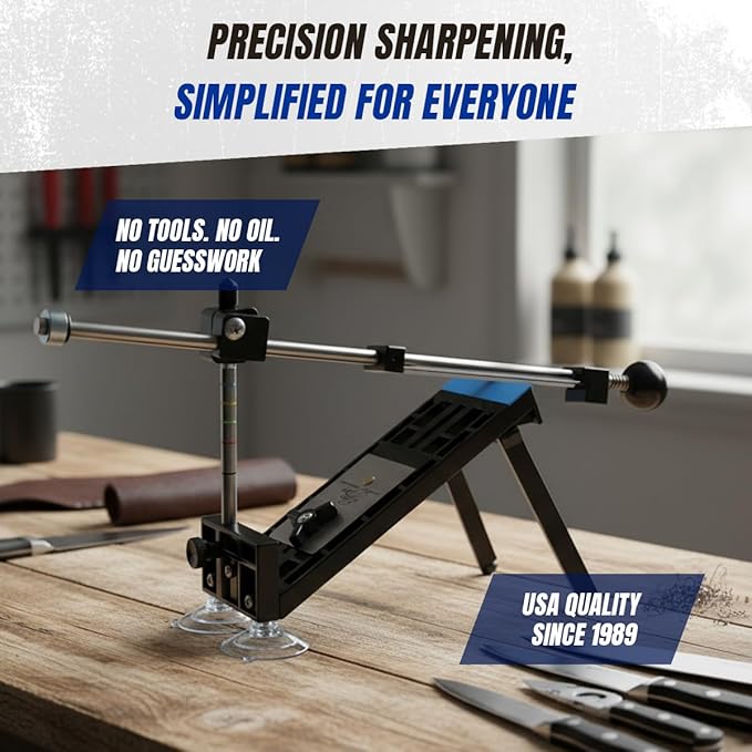 Edge Pro 4 Professional Knife Sharpening System ??Guided Knife Sharpener Kit with Adjustable Angles and Waterstones ??Portable Sharpener for Kitchen, Hunting, Fishing, and Outdoor Knives