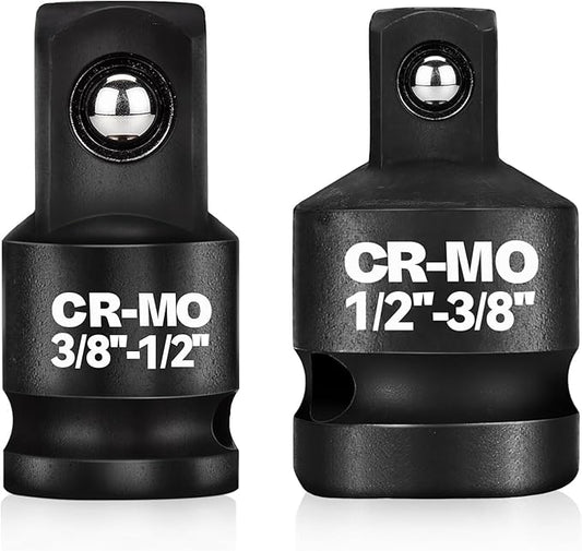 3/8" Female to 1/2" Male, 1/2" Female to 3/8" Male Impact Socket Adapter Reducer Set, 2 Pcs Chrome Molybdenum Steel Driver Conversion Adapters, for Sockets and Impact Wrench