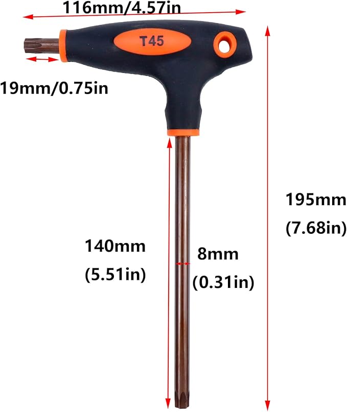 Antrader T45 Torx Screwdriver,Anti Tamper Proof Torx Key,S2 Steel T-Handle Dual End Wrench-1Pcs
