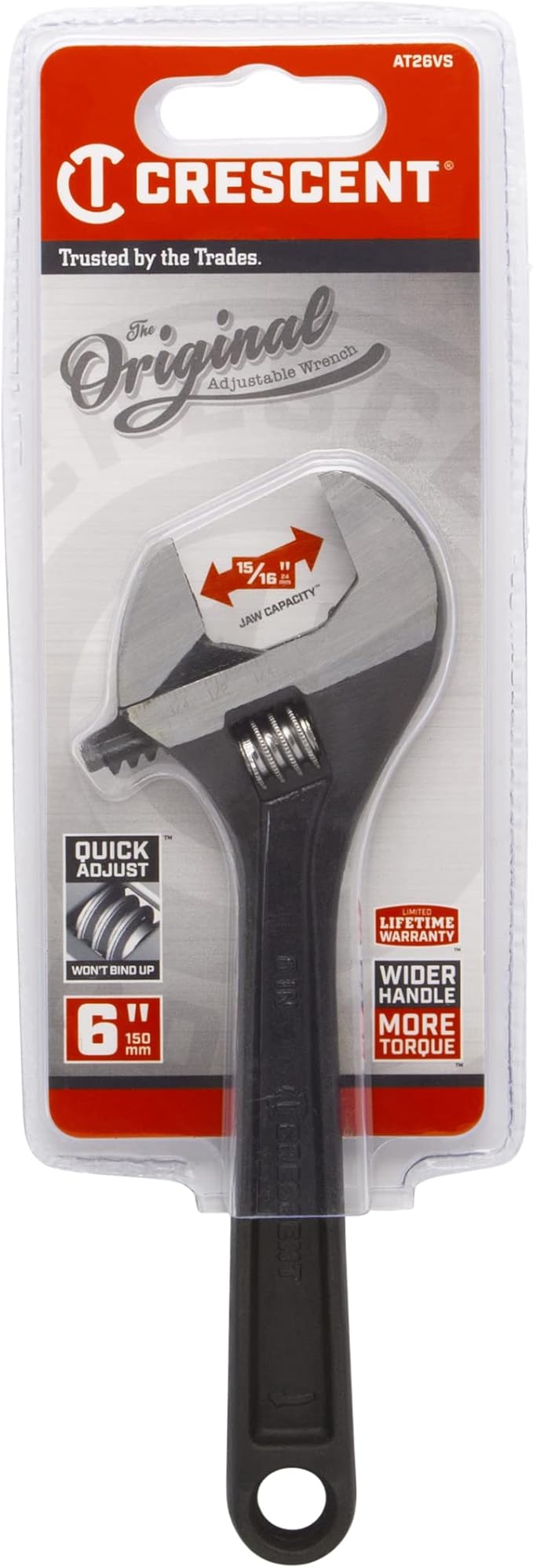 Crescent 6" Adjustable Black Oxide Wrench - Carded - AT26VS