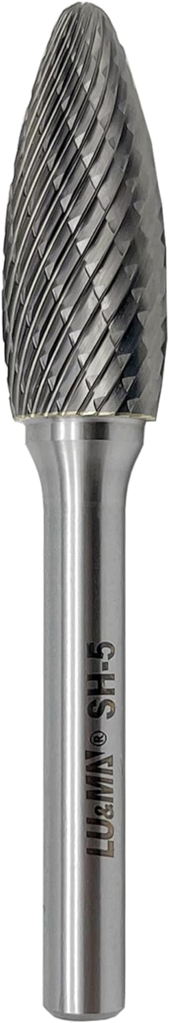 SH-5 Tungsten Carbide Burr Rotary File Flame Shape Double Cut (1/2??Cutter Dia X 1-1/4?쒬utter Length) with 1/4'' Shank Dia by LU&MN