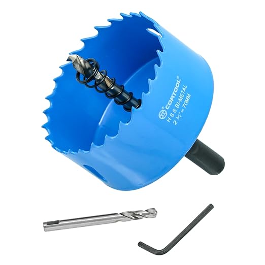 2-3/4 Inch Hole Saw with Arbor for Metal and Wood Cutting, Bi-Metal Hole Cutter, 2-3/4" Hole Saw Kit for Drywall, Wood, PVC Boards, Fiberglass and Vent Pipes