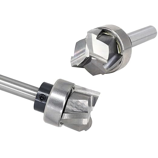 Spiral Flush Trim Router Bit 1/4 Shank, Carbide Head 3-Flute, 3/4" Diameter, 3/8" Cutting Length, Pattern Template Flush Trim Router Bit, for Grooves, Bottom Cleaning, Wood Trimming