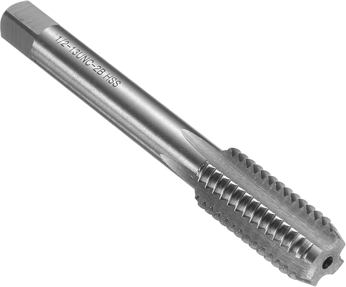 uxcell Hand Bottom Tap 1/2-13 UNC 2B Thread Bottoming Style Threading Taps High Speed Steel HSS6542 Straight Flutes Screw Tapping Tool