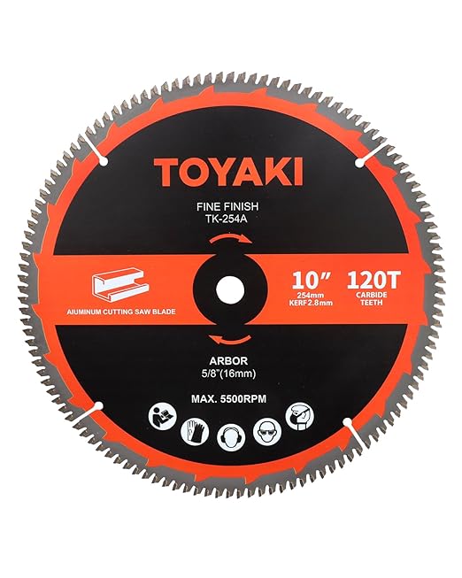 10-Inch Miter Saw Blade, TCG Aluminum Working 120-Tooth Ultra-Fine Finish Professional Saw Blade for Miter Saws Table Saws and Circular Saws,Arbor 5/8-inch(16mm)