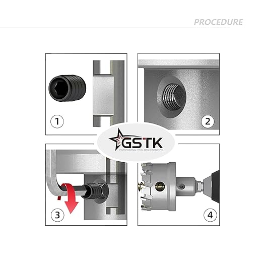 GSTK Upgrade Heavy Duty Carbide TCT Carbide Hole Saw Kit 10Pcs for Hard Metal, with 2*Extra Titanium Plated Pilot Center Drill and 2*L-Wrench