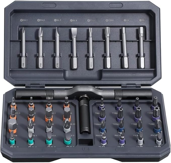 42 in 1 Magnetic Screwdriver Set, Ratcheting Precision Bit Driver with T Handle, Portable Carrying Case for DIY, Electronics, Bicycle and Furniture Repair