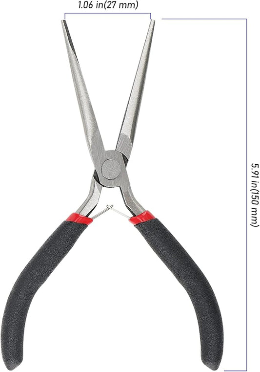15 PCS 6 Inch Extra Long Needle Nose Pliers, Mini Precision Jewelry Pliers with Comfort Grip, Needle Nose Pliers for Jewelry Making, Repair, Crafts