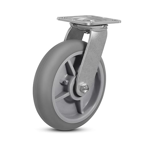 8inch Caster Wheels, Thermoplastic Rubber Wheels(Crown Tread), 700 Lbs Per Casters No Noise, Plate Caster for Furniture Platform Trucks Workbench (1 Pack Rigid)
