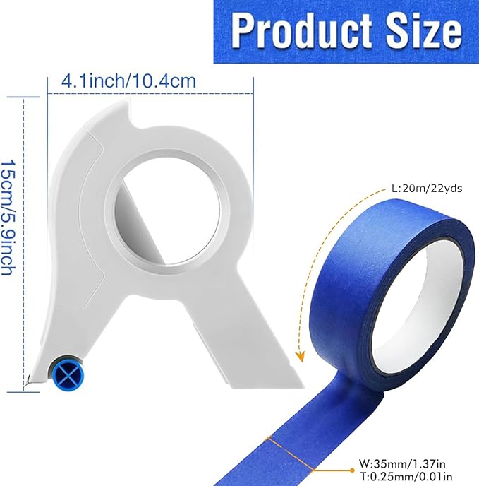 RSHuiOUXX Painter Tape Applicator with 22Yard Long Painter Tape Masking Tape Dispenser for Trim Window Door Home Decoration