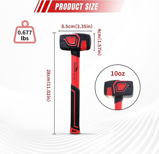 Mallet, Rubber Mallet Hammer, 10 oz Mallets Hammers, Soft Face Hammer, Rubber Hammers, Rubbers Mallets For Woodworking, Flooring, Crafts, Jewelry Making, Red and Black(307g)
