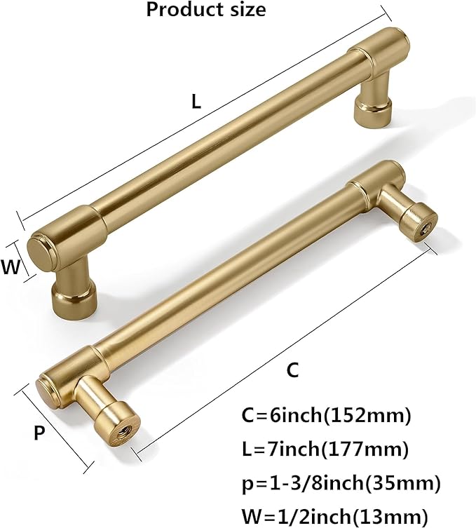 khtumeware 30 Pack 6 Inch(152mm) Champagne Bronze Cabinet Pulls Satin Brass Cabinet Pulls Gold Kitchen Cabinet Hardware for Cupboard Drawer Pulls Dresser Handle