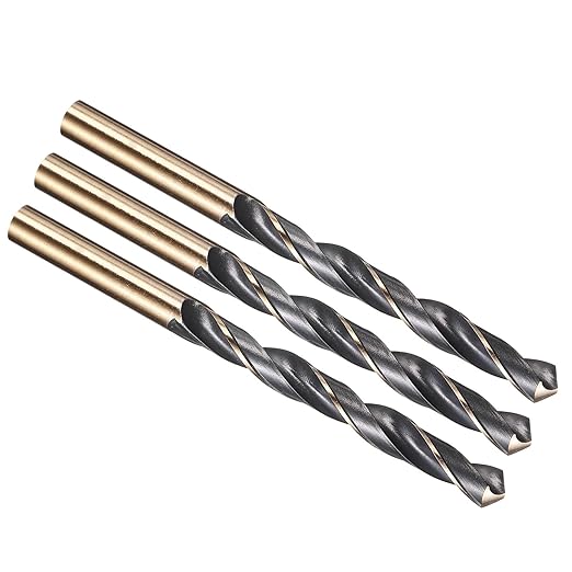 PATIKIL 10mm Drill Bit, Jobber Straight Shank 4341 High-Speed Steel 118째 Black and Gold Finish for Medium-Hard Metal Steel Acrylic - 3 Pack