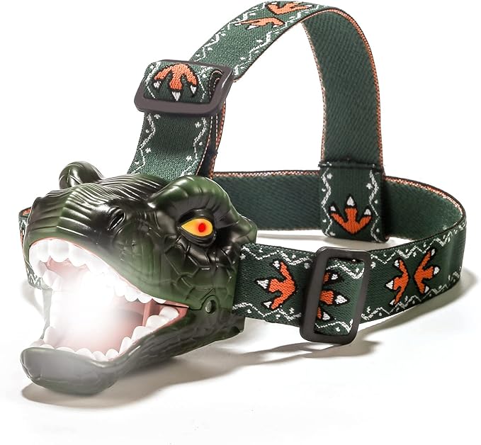 Dinosaur Kids Headlamp, T-Rex Dinosaur Led Headlamp Flashlight, Dinosaur Toy Headlamp Flashlight with 4 Lighting Mode for Boys, Girls??Camping, Hiking, Reading and Party (Green)