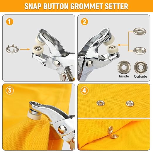 Hoteche 3-in-1 Leather Belt Hole Punch + Eyelet Plier + Snap Button Grommet Setter Tool Kit for Fabric, Shoes,Leather, Clothes, Belt