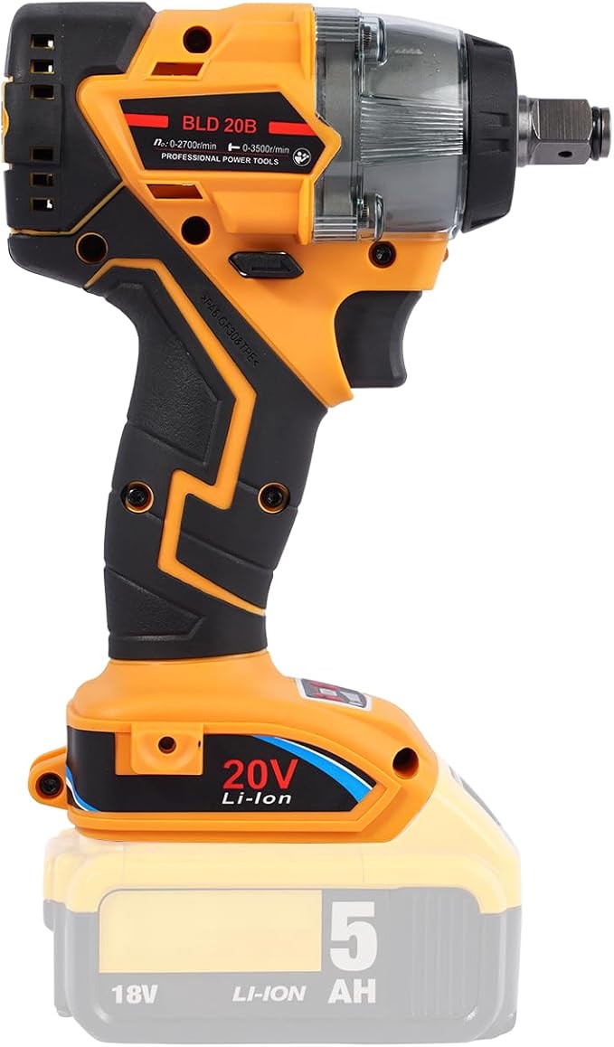 FSYAO 20V 1/2 inch cordless impact wrench-brushless, 350 ft-lbs maximum torque, 4-speed adjustment, automatic start and stop.(Host only/Without battery).