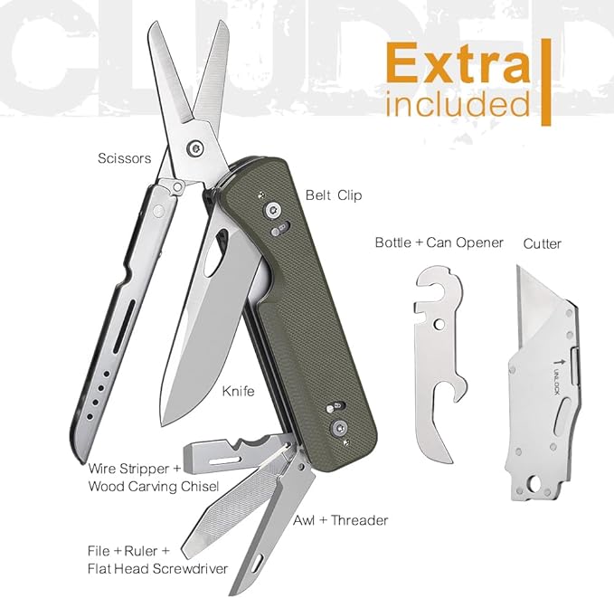 ROXON S505G Flex Shears-Modular Design Multitool with Fixed Big Scissor-Interchangeable Blade of BA01-BA17 & Changeable Implements of FT01-FT12（Green）
