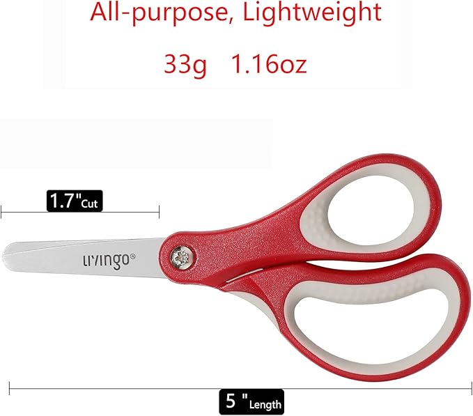 LIVINGO 24 Pack 5??Kids Scissors, Blunt Safety Blade, Left/Right Handle, Bulk School Supplies Preschool Shears for Teachers Student Toddler Children Classroom Crafting Cutting Paper
