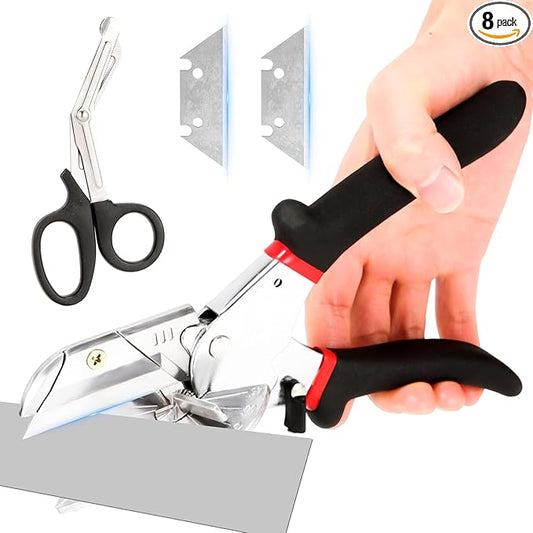 Multi Angle Miter Shears, Multifunctional Trunking Shears for Angular Cutting of Moulding and Trim, Adjustable at 45 to 135 Degree, Hand Tools for Cutting Soft Wood, Plastic, PVC