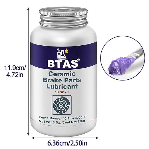 Silicone Brake Grease Lubricant for Brake Caliper Pad Pin Parts Lube, Synthetic Ceramic Brake Grease with Brush 8 oz