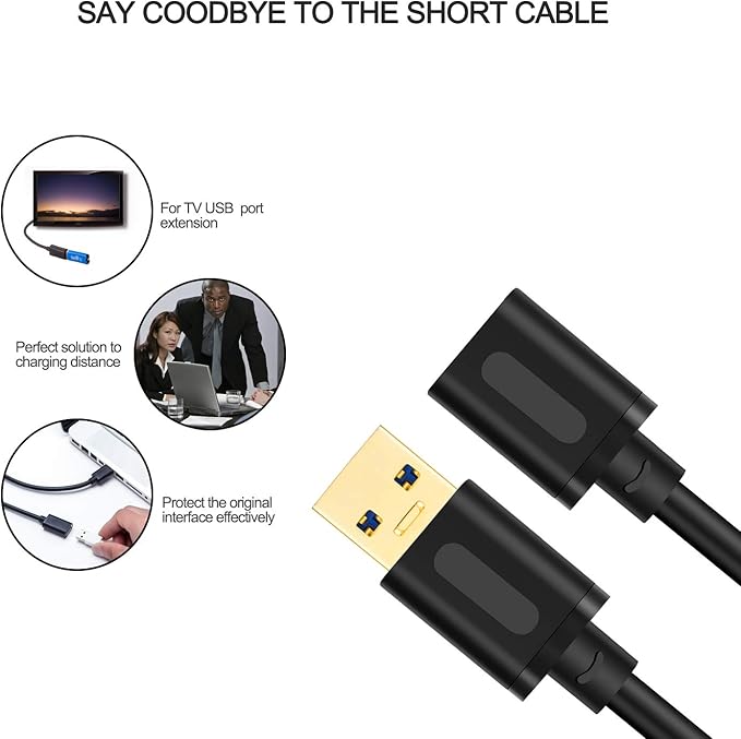 USB 3.0 Extension Cable 20Ft,USB 3.0 High Speed Extender Cord Type A Male to A Female for PlayStation, Xbox, USB Flash Drive, Card Reader, Hard Drive,Keyboard, Printer, Scanner(20Ft/6M)