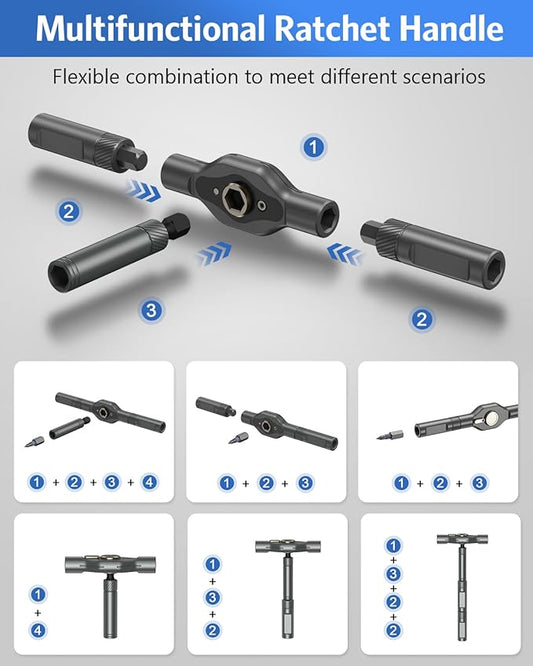 42 in 1 Magnetic Screwdriver Set, AMIR Ratchet Screwdriver Set for Christmas Gifts, DIY Repair Tool Kit with Magnetic Multi Bit, Rotatable T Handle for Furniture, Computer