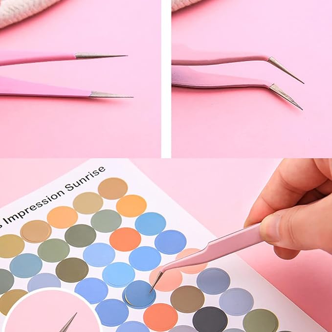 4PCS Precision Tweezers Set, Diamond Painting Tools, Lash Tweezer,Anti-Static Stainless Steel Curved & Point Tip Tweezers, for Nail Art, Electronics, Laboratory Work, Craft, Soldering, DIY
