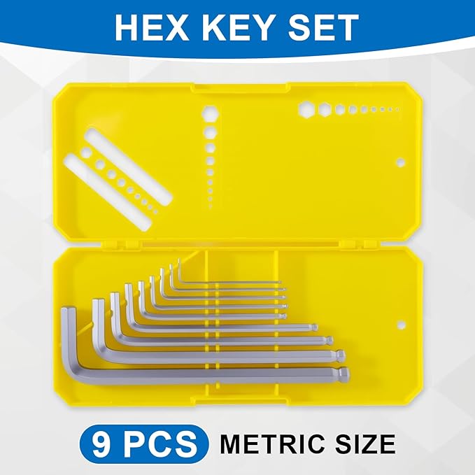 Zoikuloi 9 PCS Hex Key Set, Ball-End Allen Wrench Set, CR-V Allen Key Set, Metric Hex Wrench Set with 1.5-10MM Sizes, Ergonomic Non-Slip Portable Storage Case for Furniture, Bike, Electronics